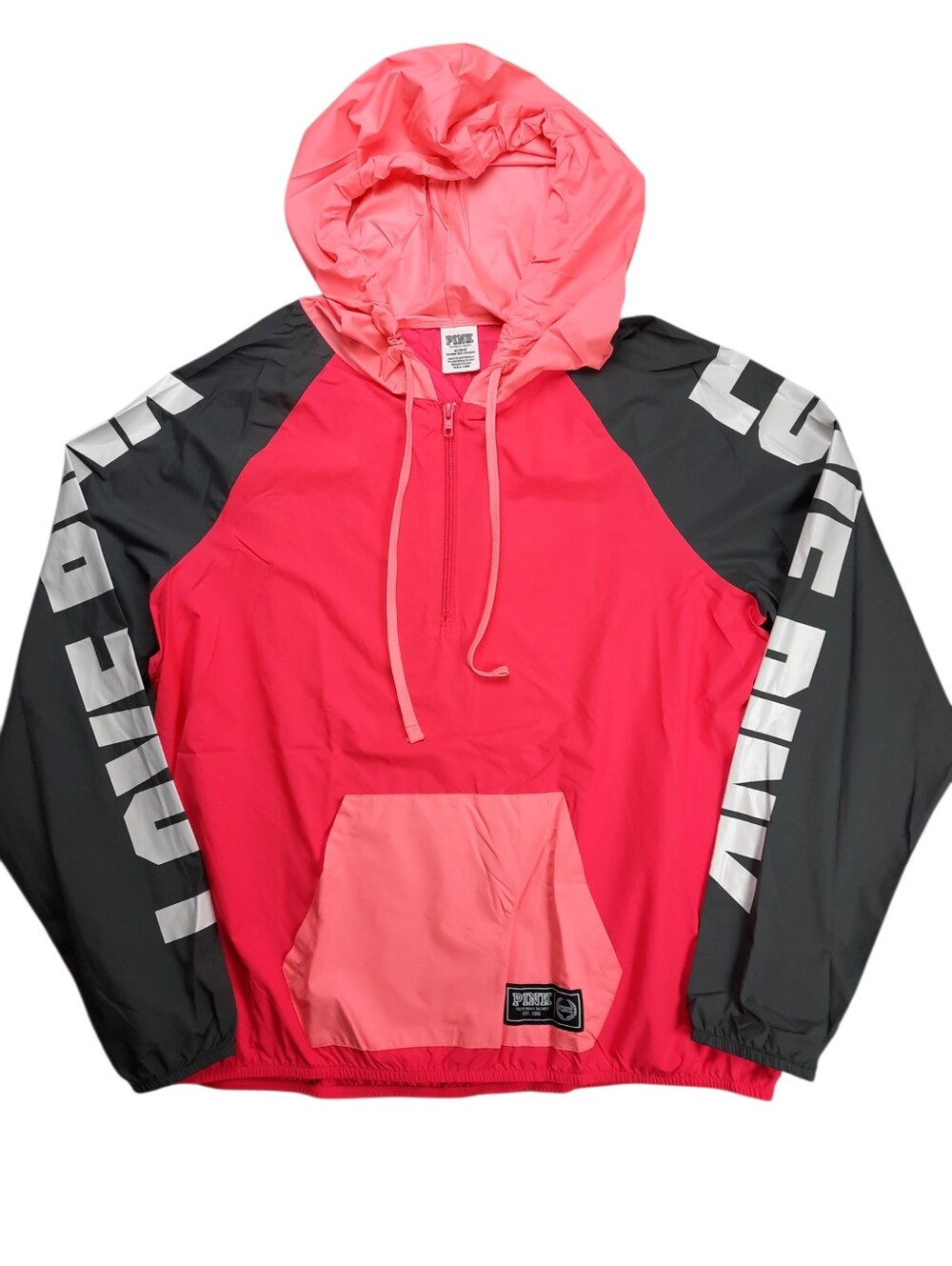 VS PINK Pink Melon Half Zip Hoodie Windbreaker SZ M/L